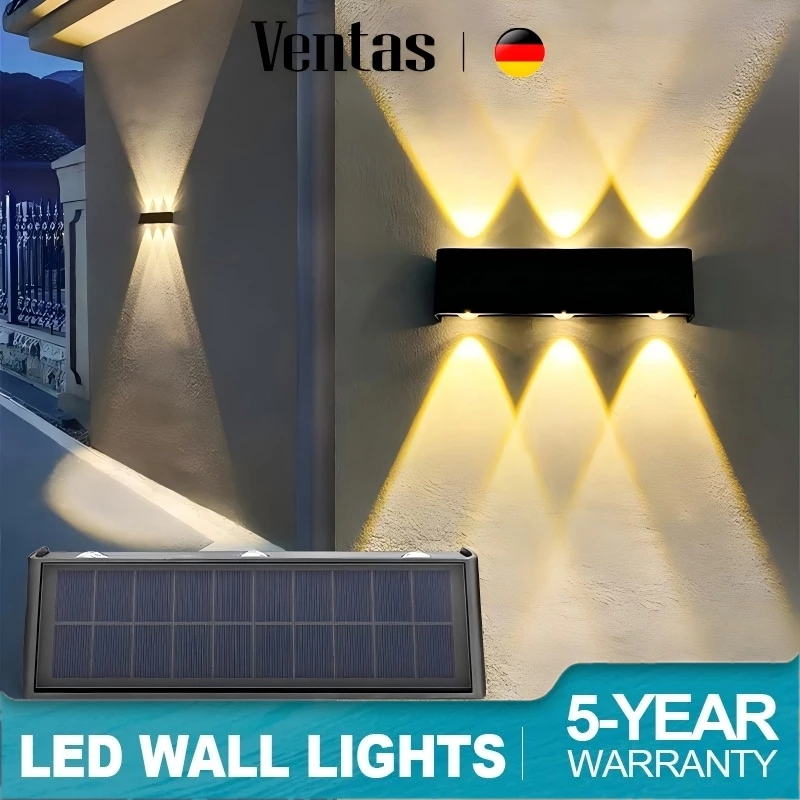 Gambar penjual lampu dinding VENTAS dengan panel surya dan cahaya atas bawah